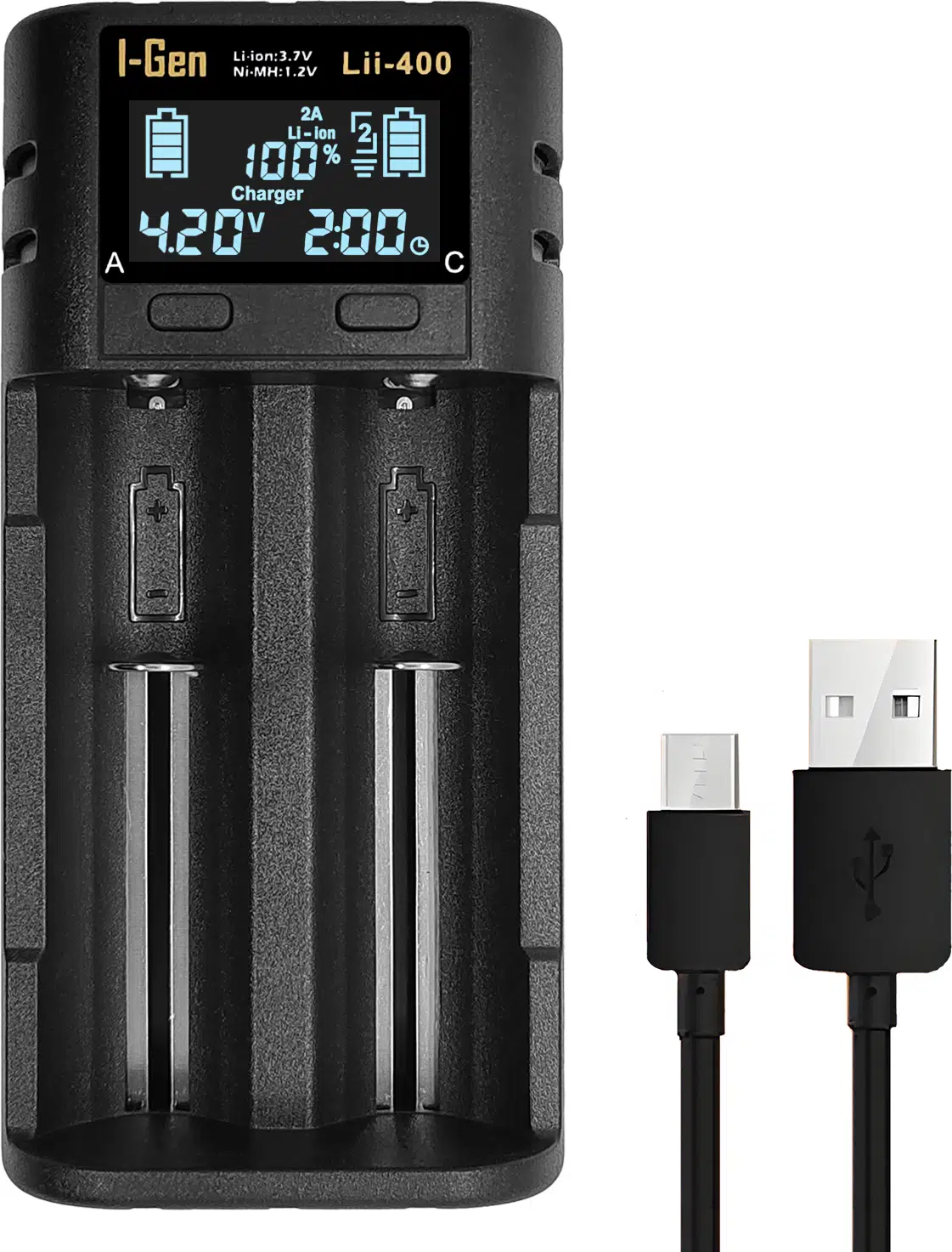 I-Gen G225 2'li 18650 Li-Ion Akıllı Pil Şarj Aleti + 2 Adet 18650